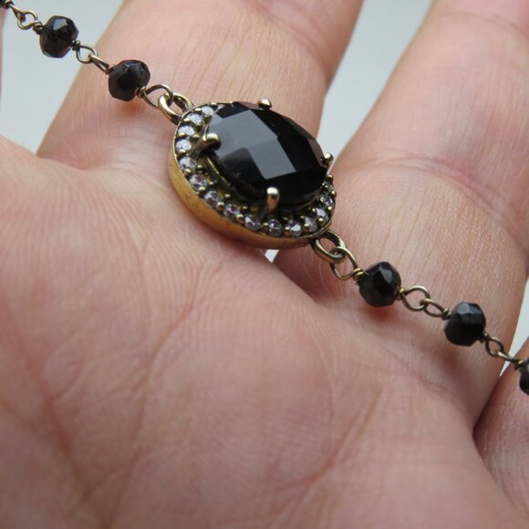 14k *925 Sterling Silver Onyx Bracelet - Picture 2 of 3